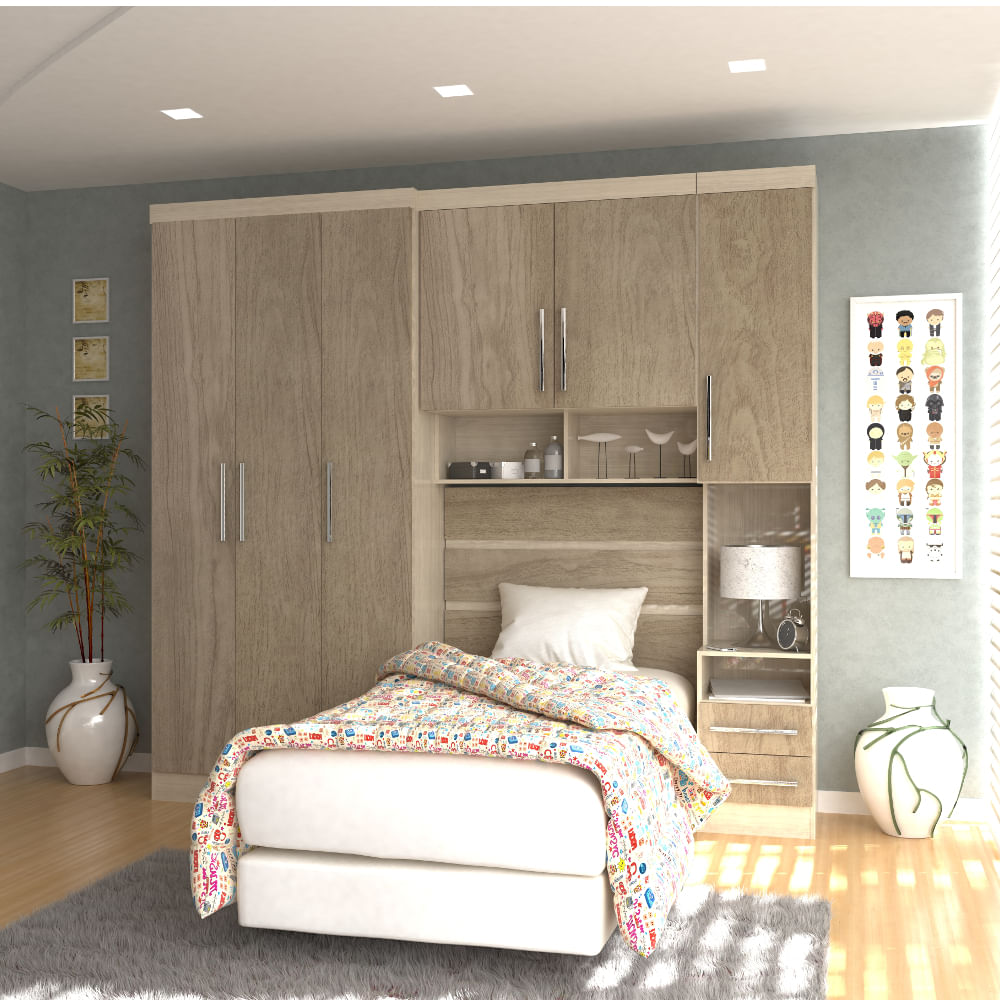 Quarto Modulado Eucámoveis Smart Solteiro 6 Portas 4 Aparador Westwing ~ Quarto Modulado Eucámoveis Smart Solteiro 6 Portas 4